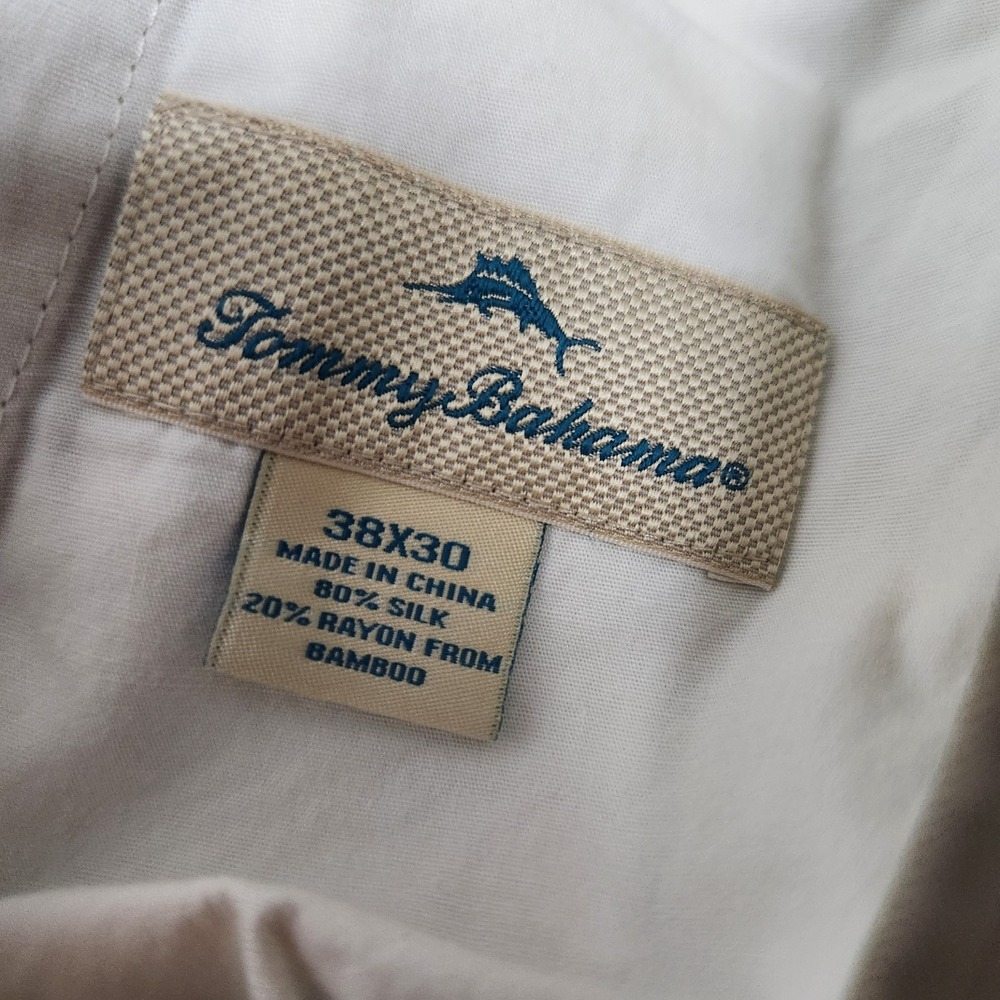 Tommy Bahama Silk Bamboo Pants Men‎ 38x30 Khaki Straight Leg Flat Front Beach - Picture 5 of 5